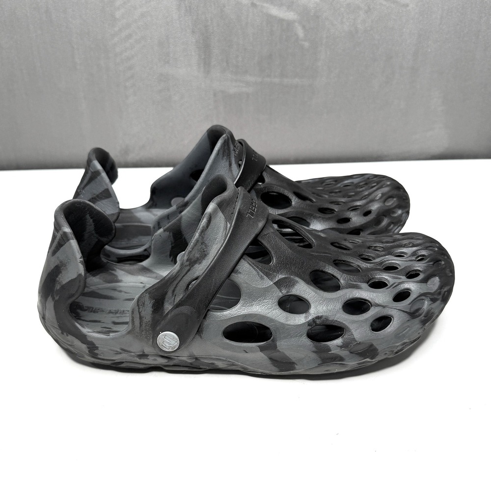 Merrell Hydro Moc Mens 9.5 Womens 11 Black Gray Camo Slip On Water Shoe Clog
